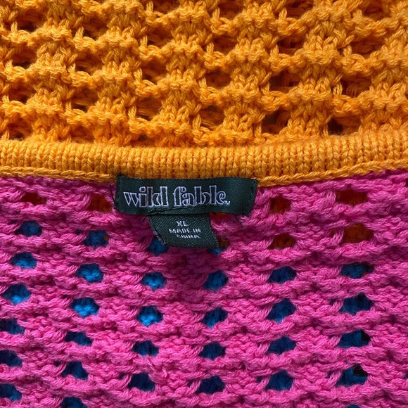 Colorful Striped Square Neck Pointelle Pullover Knit Sweater Size XL Wild Fable - Picture 10 of 11